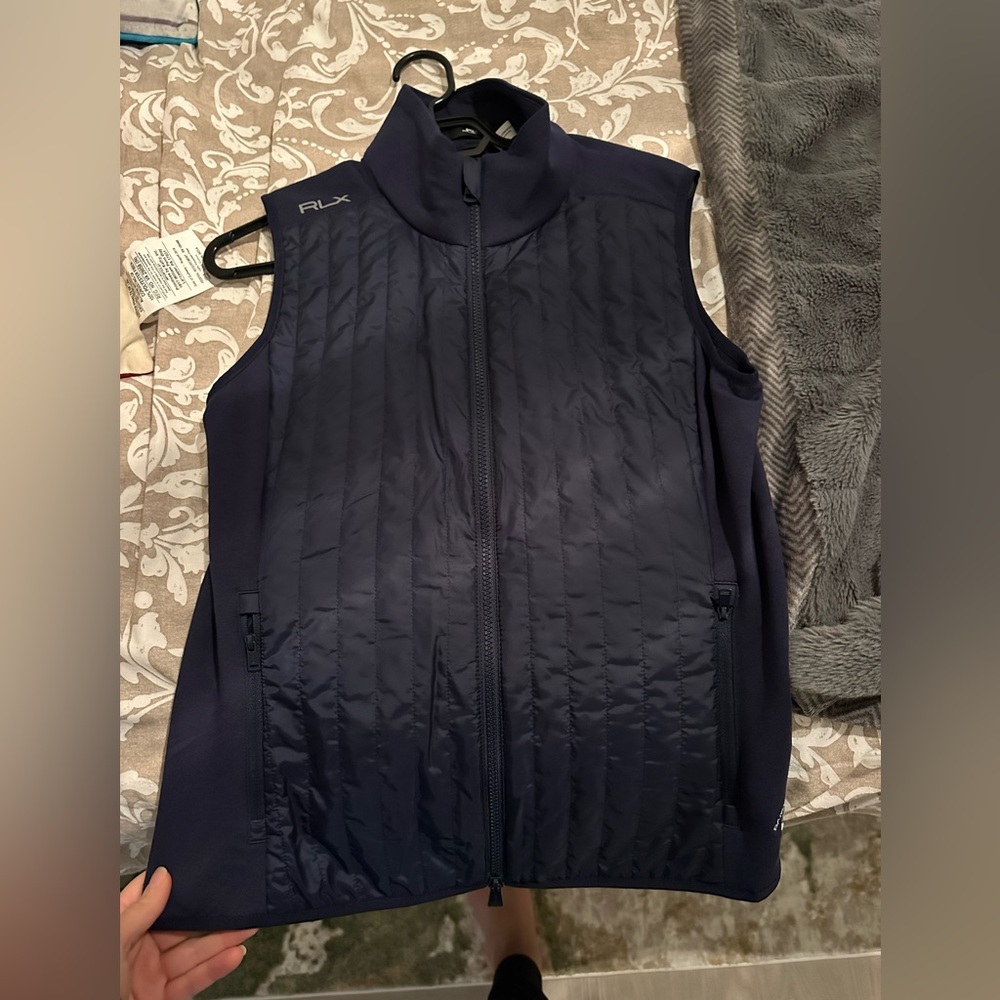 Ralph Lauren RLX Dark Blue Vest - branded with Banff springs logo.